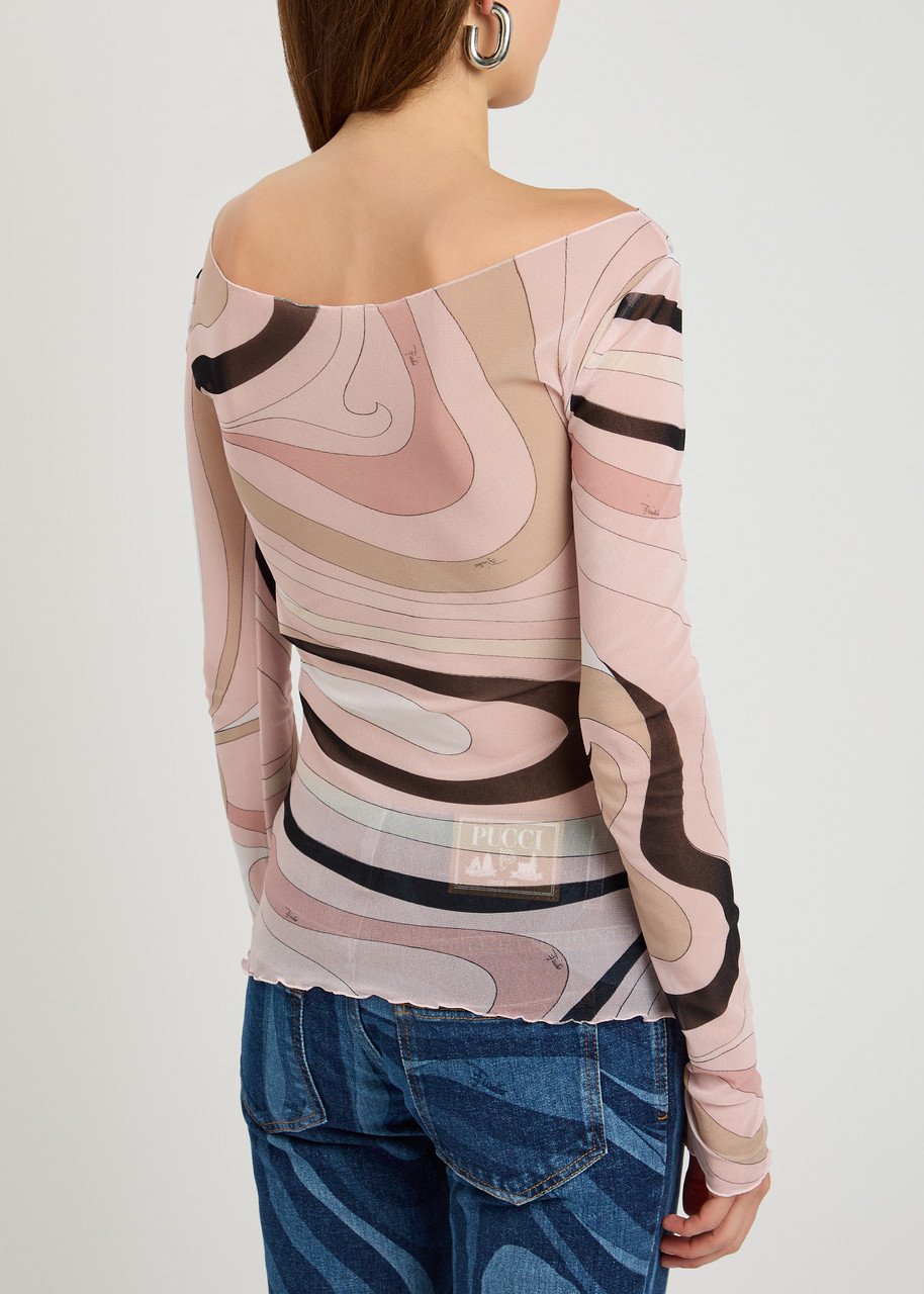 PUCCI Wave-printed tulle top | Harvey Nichols