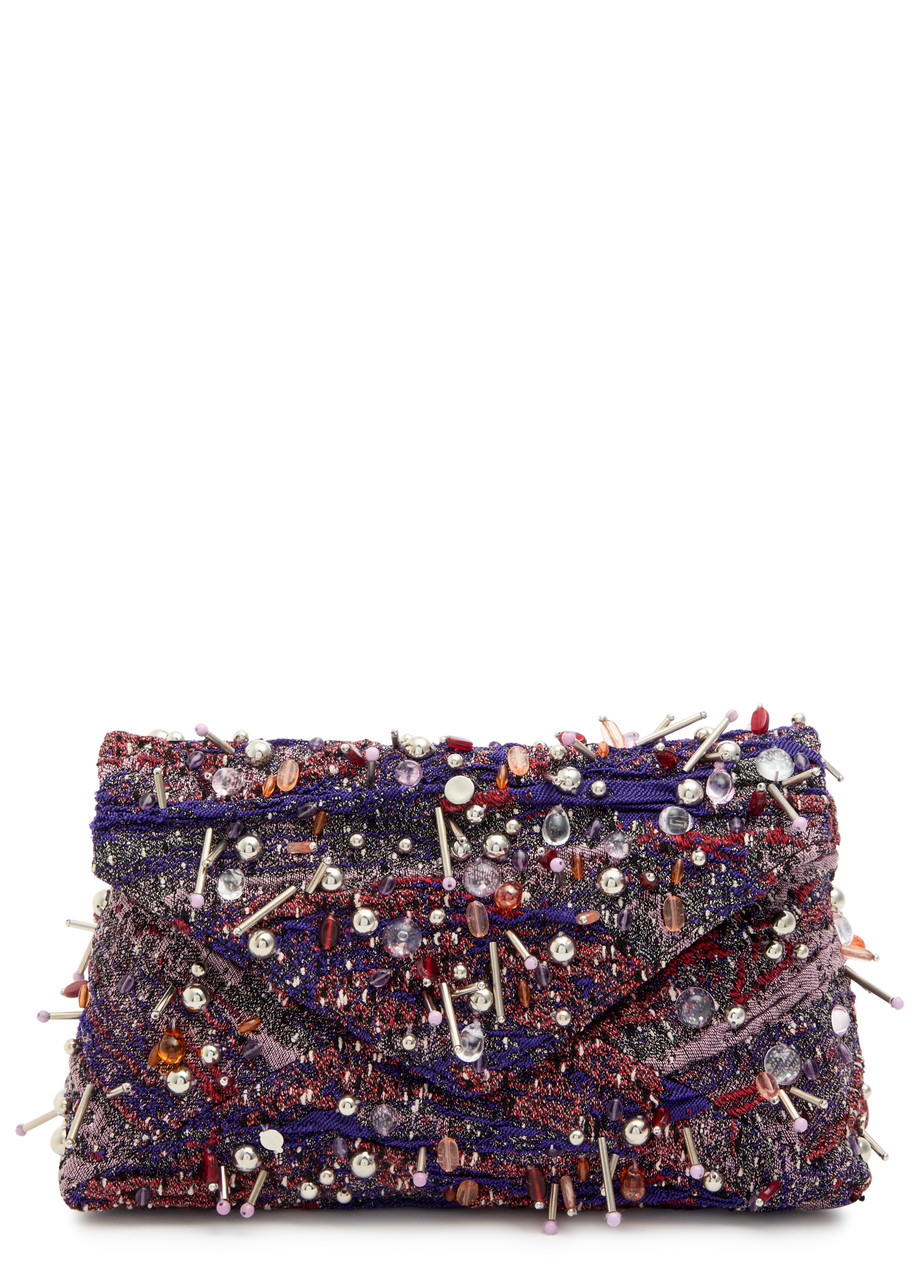 DRIES VAN NOTEN Embroidered Envelope cloqué clutch bag | Harvey