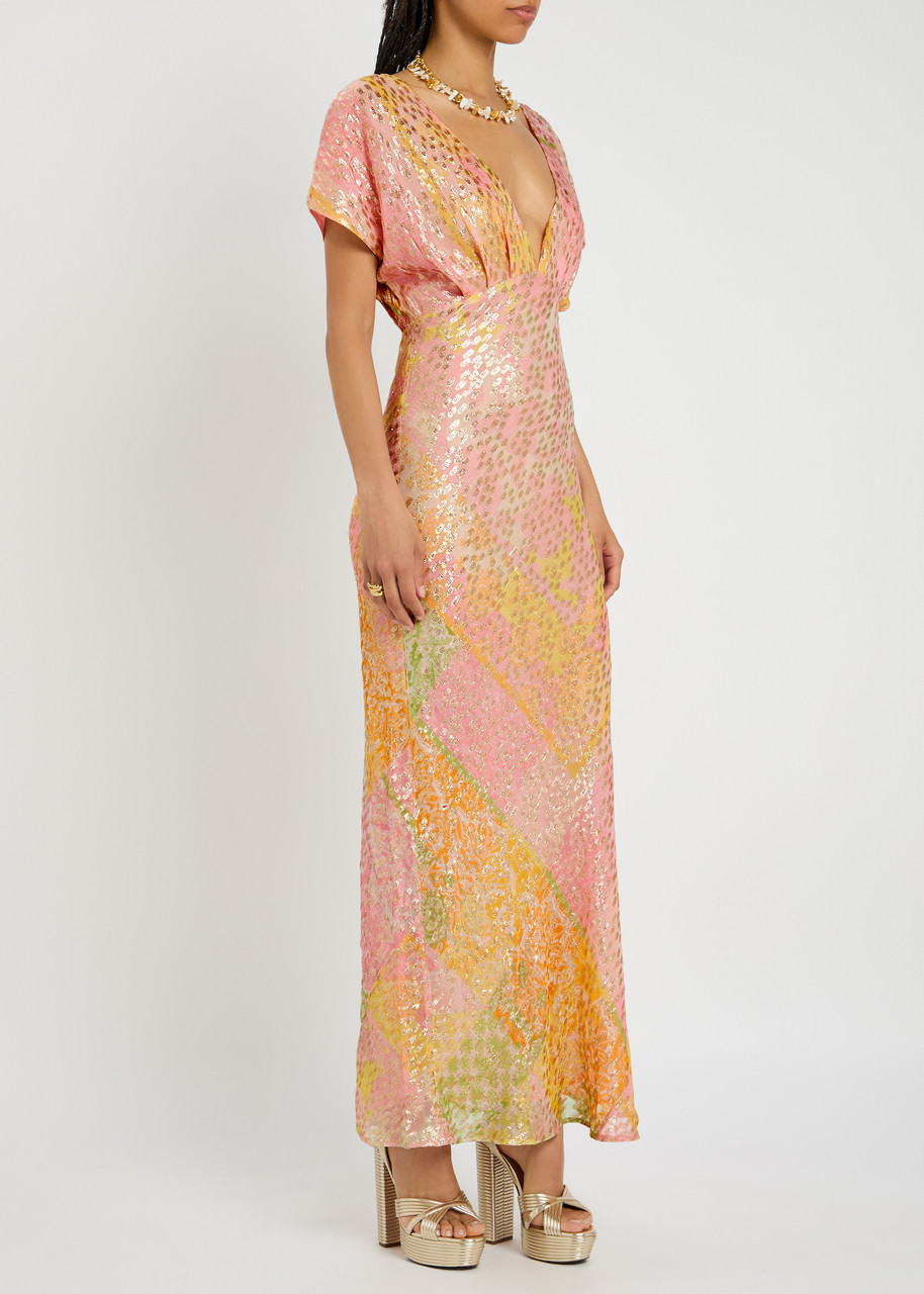 NEVER FULLY DRESSED Elodie printed chiffon maxi dress | Harvey Nichols