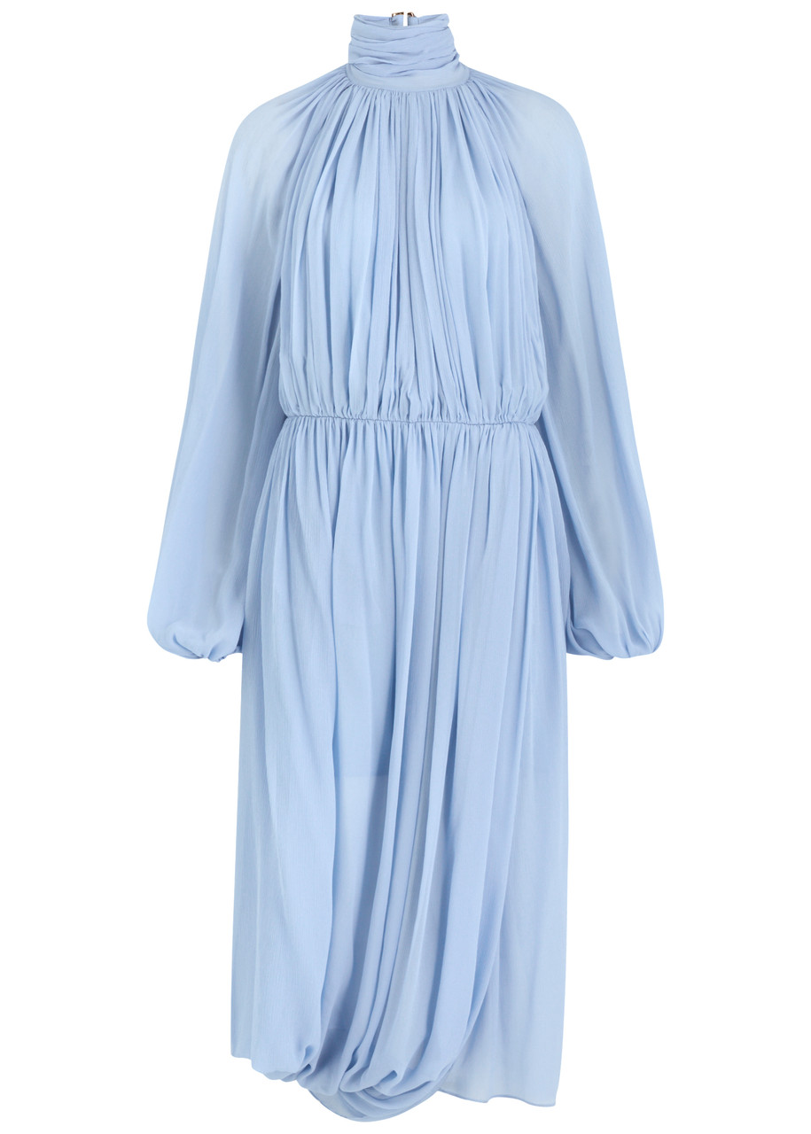 sachin and babi light blue dress MarlaWynne Collection Chiffon Overlay Embroidered Dress