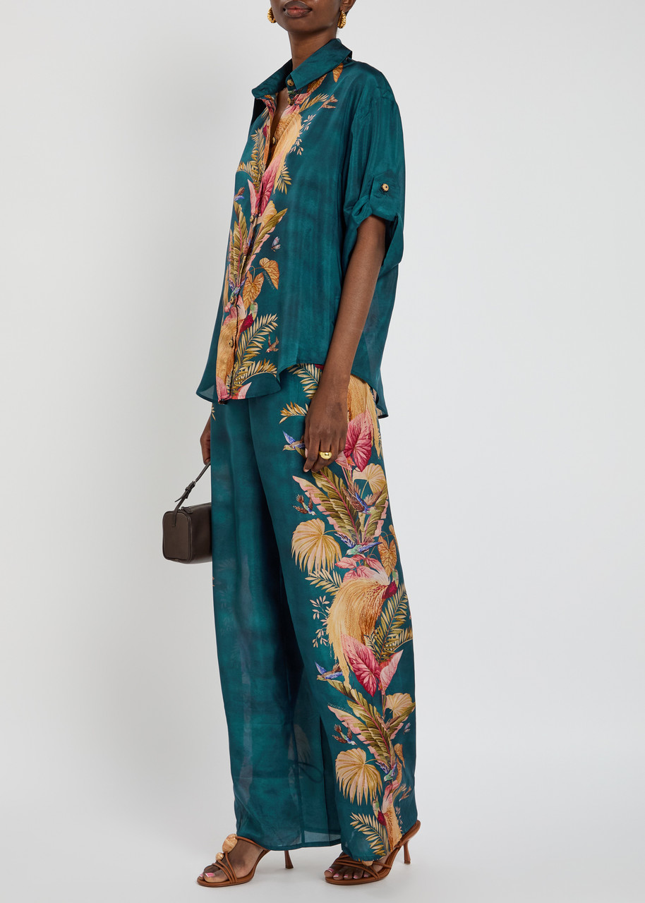 パンツ ZIMMERMANN ASCENSION PRINTED SILK TROUSERS ZIMMERMANN Ascension Relaxed printed silk trousers | Harvey