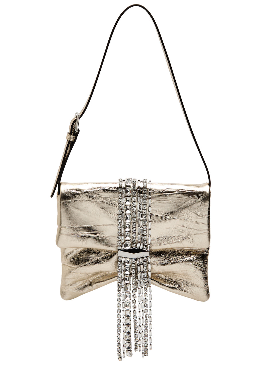 JIMMY CHOO Zandra crystal-embellished leather shoulder bag