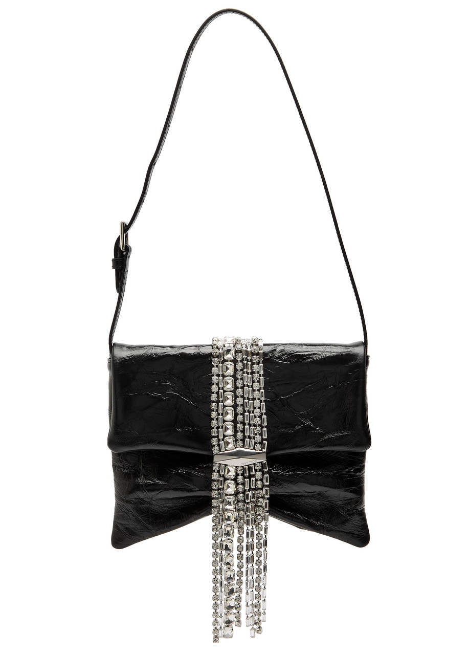 JIMMY CHOO Zandra Shoulder クリスタルメタリック レザーバッグ JIMMY CHOO Zandra crystal-embellished leather shoulder bag