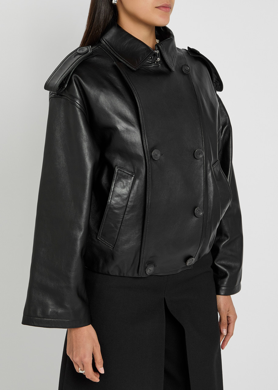 レザージャケット・コート ARMA RIMA DOUBLE-BREASTED LEATHER JACKET ARMA 'rima' Black Double Breasted Jacket In Leather Woman