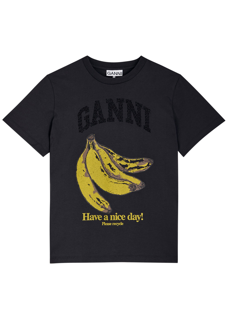 GANNI Banana-print logo cotton T-shirt | Harvey Nichols