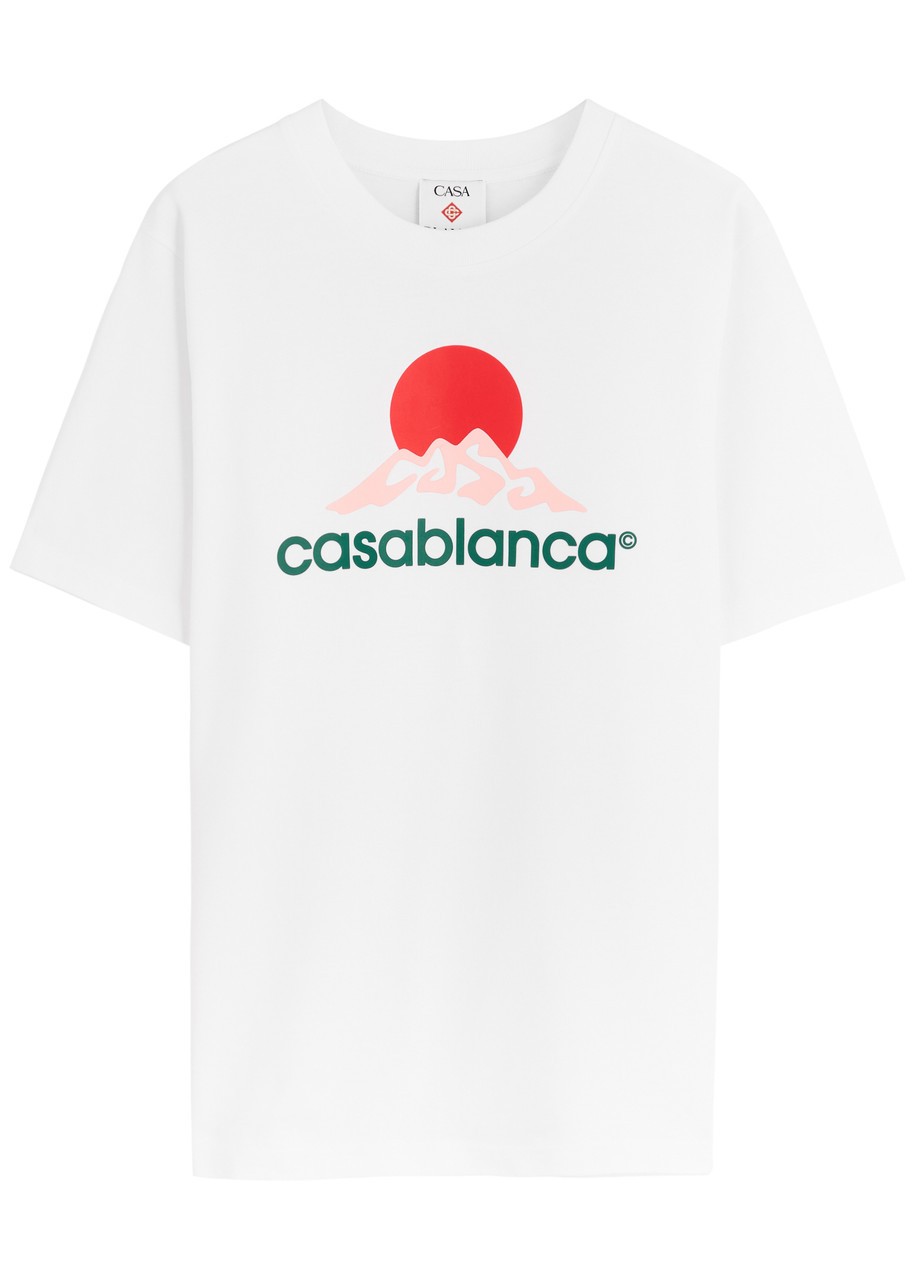 Tシャツ・カットソー CASABLANCA COTTON T-SHIRT WITH CASABLANCA MONTAGNE PRINT CASABLANCA Montagne logo-print cotton T-shirt | Harvey Nichols