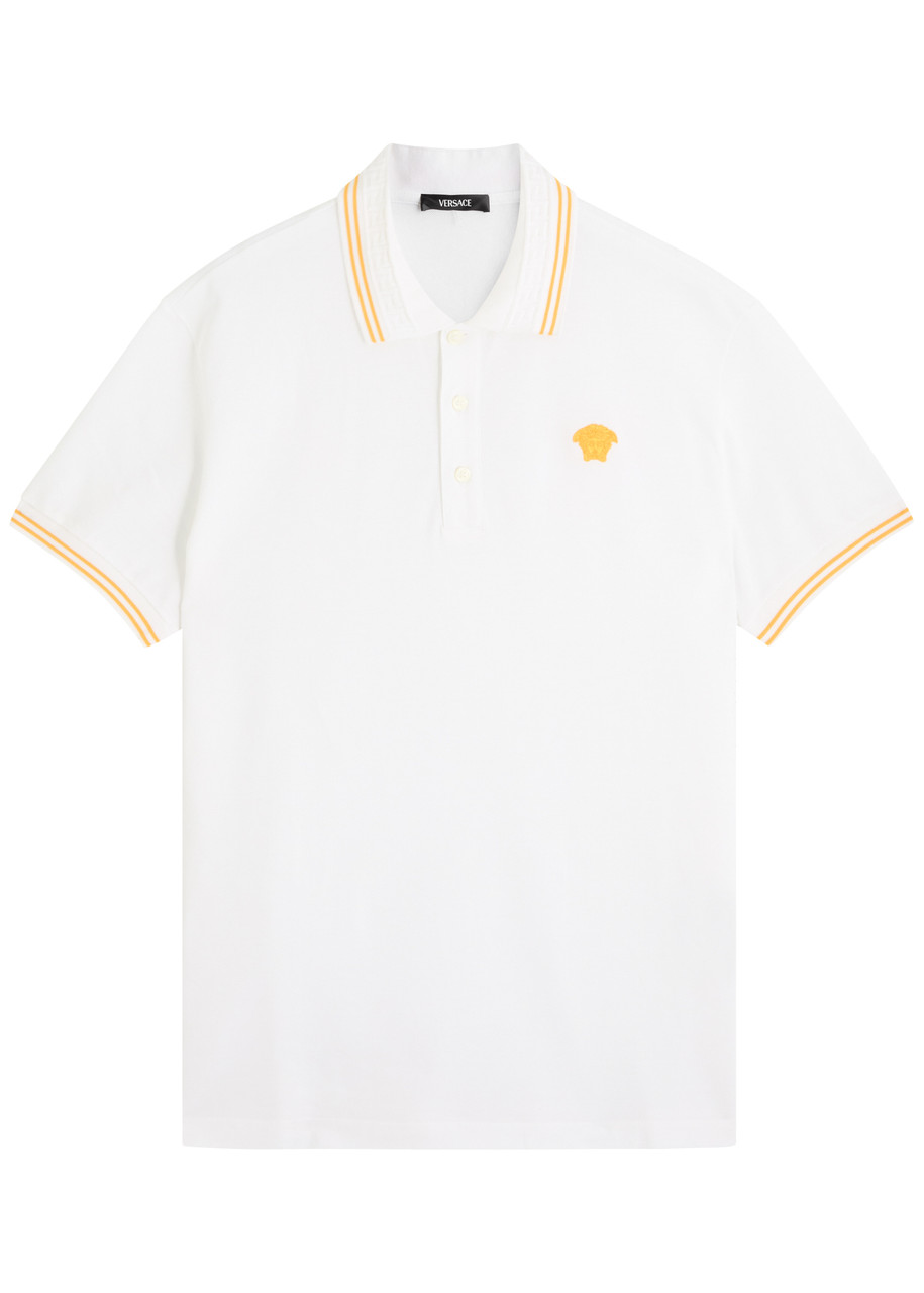 VERSACE Logo-embroidered cotton piqué polo shirt | Harvey Nichols
