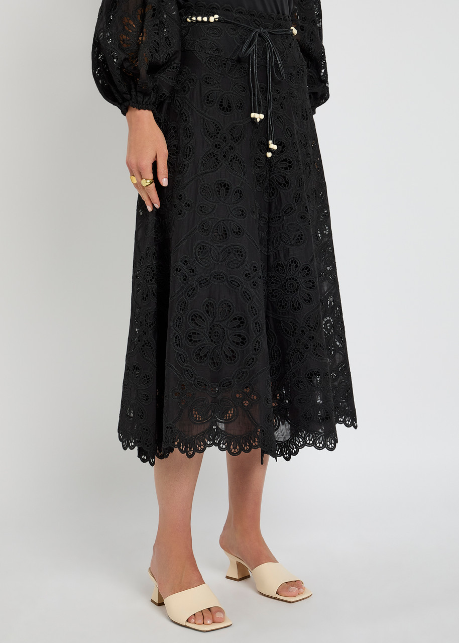 ZIMMERMANN RHIANNON LONG SKIRT IN EMBROIDERED COTTON ZIMMERMANN RHIANNON LONG SKIRT IN EMBROIDERED COTTON