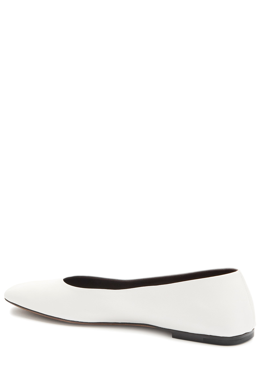 THE ROW Square grained-leather ballet flats | Harvey Nichols