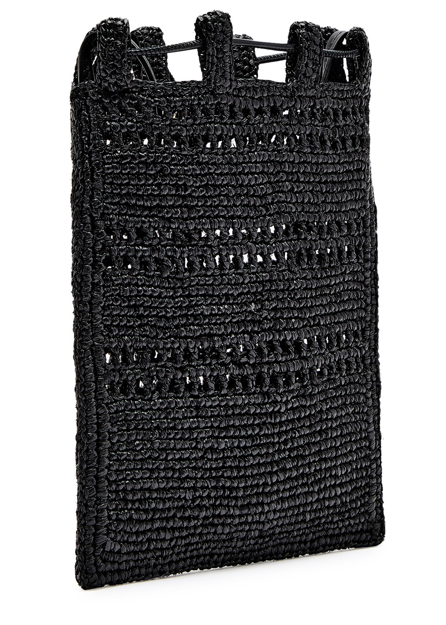 LOEWE X Paula's Ibiza Drawstring logo raffia pocket bag | Harvey