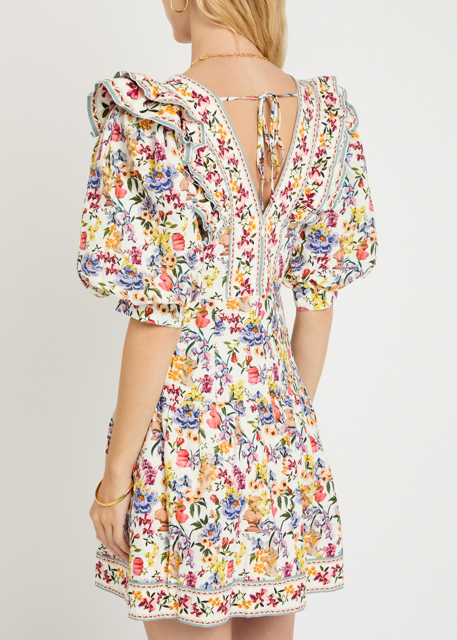 FARM RIO Greek Garden printed linen-blend mini dress | Harvey Nichols