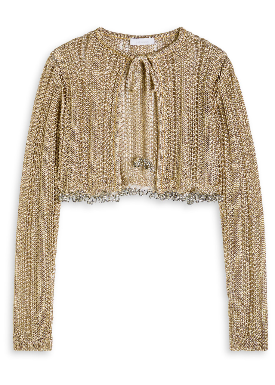 RABANNE Bead-embellished metallic crochet cardigan | Harvey Nichols