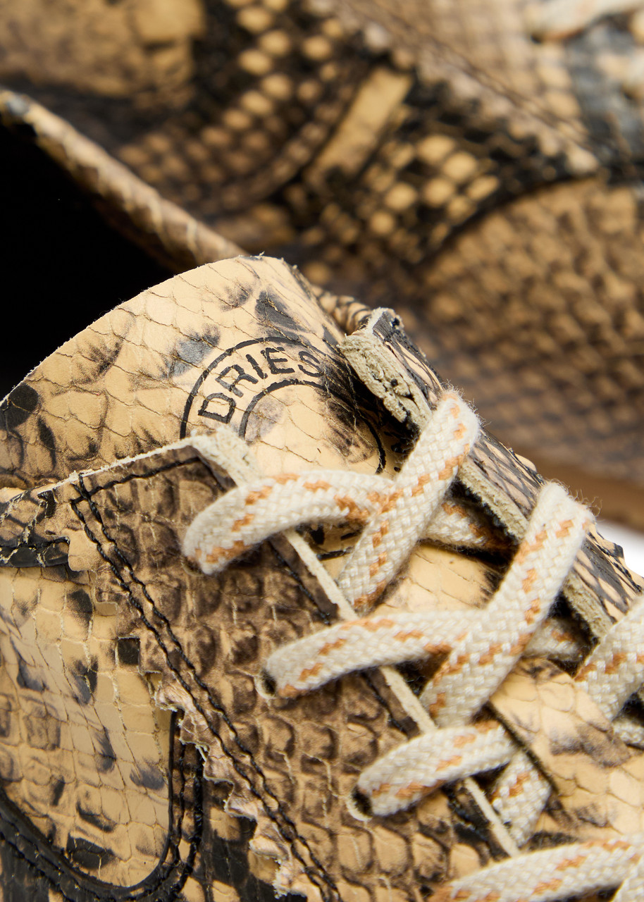 DRIES VAN NOTEN Dustin python-effect leather sneakers | Harvey Nichols