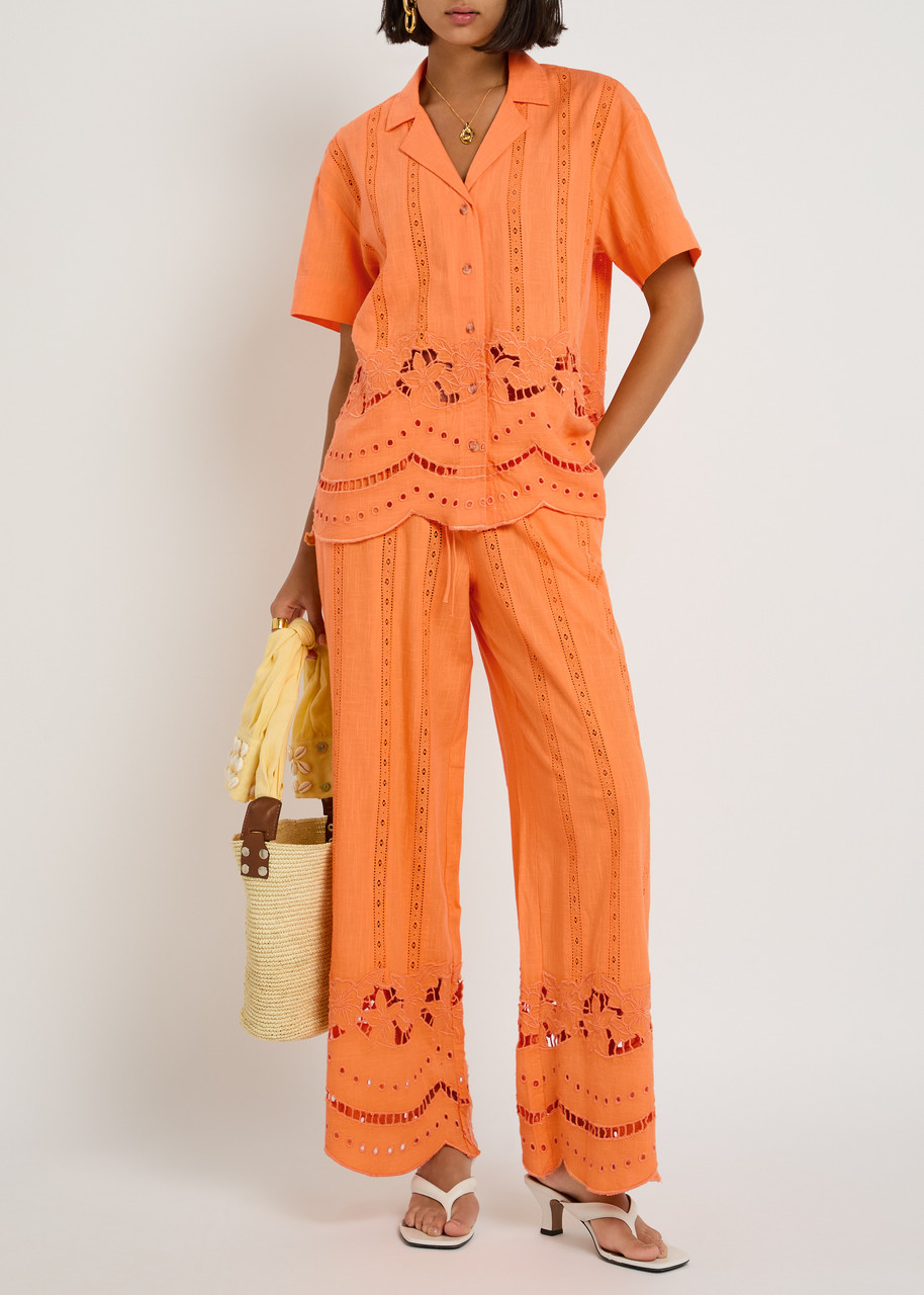 DAMSON MADDER Martina embroidered cotton-blend trousers | Harvey
