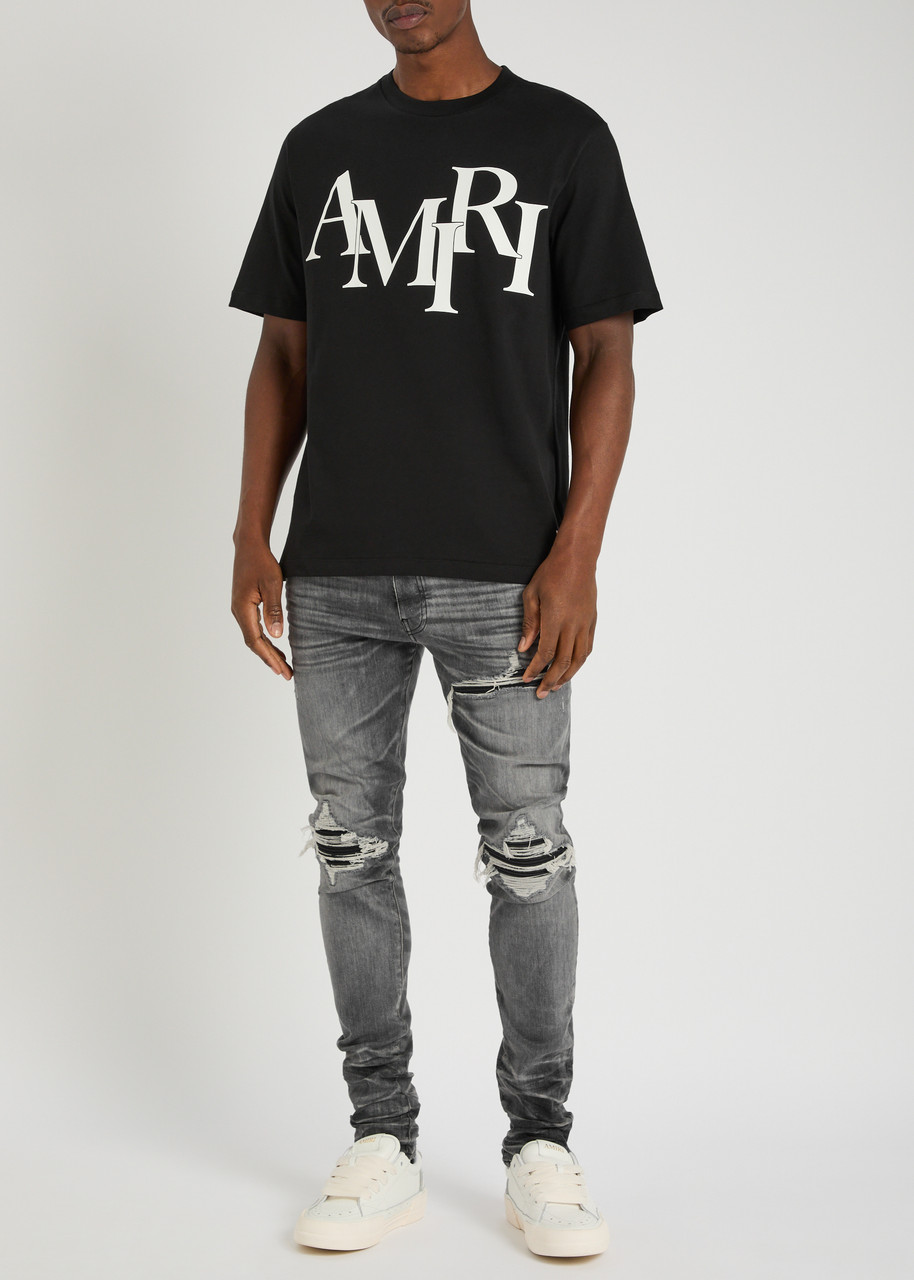関税込♭*AMIRI*STAGGERED ロゴ コットン Tシャツ AMIRI Staggered logo cotton T-shirt | Harvey Nichols