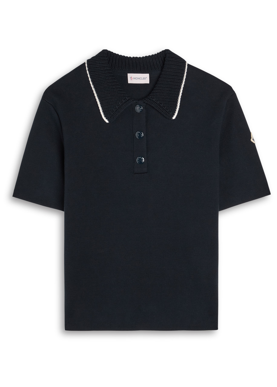 MONCLER Knit collar cotton polo shirt | Harvey Nichols