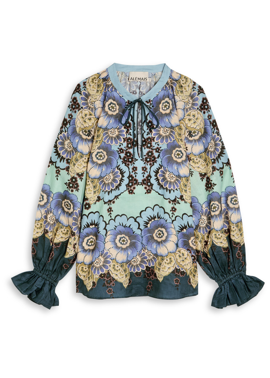 ALEMAIS Madalena printed ramie blouse | Harvey Nichols