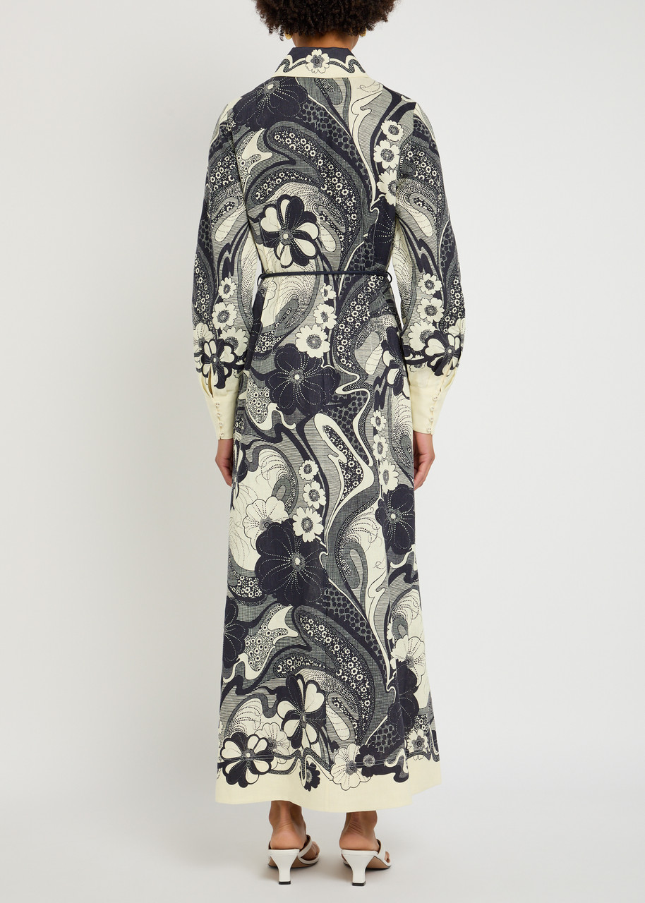 ALEMAIS Mickey printed linen midi shirt dress | Harvey Nichols