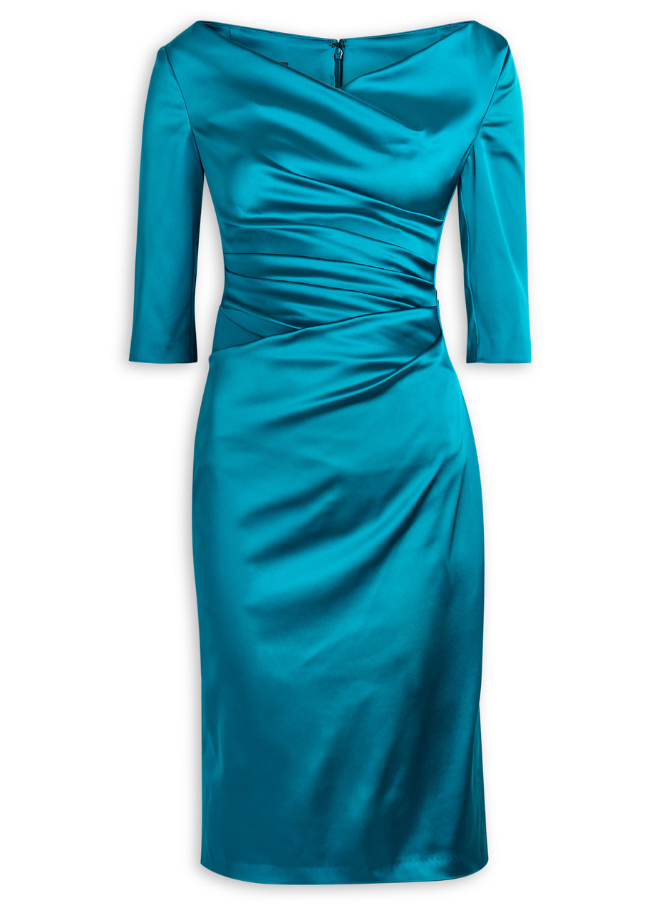 TALBOT RUNHOF Gathered satin midi dress | Harvey Nichols TALBOT RUNHOF Gathered satin midi dress | Harvey Nichols