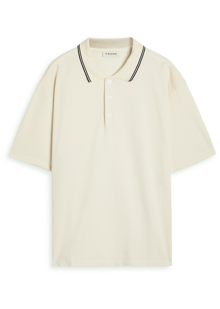 FRAME Stripe-trimmed cotton polo shirt Harvey Nichols