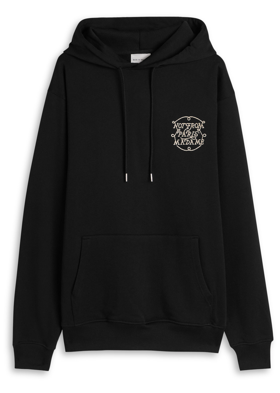 パーカー・フーディ DROLE DE MONSIEUR Black Hoodie with Logo in Cotton Man Drôle de Monsieur Black Hoodie With Logo In Cotton Man