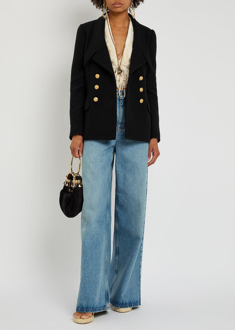 CHLOE Double-breasted bouclé wool-blend blazer | Harvey Nichols