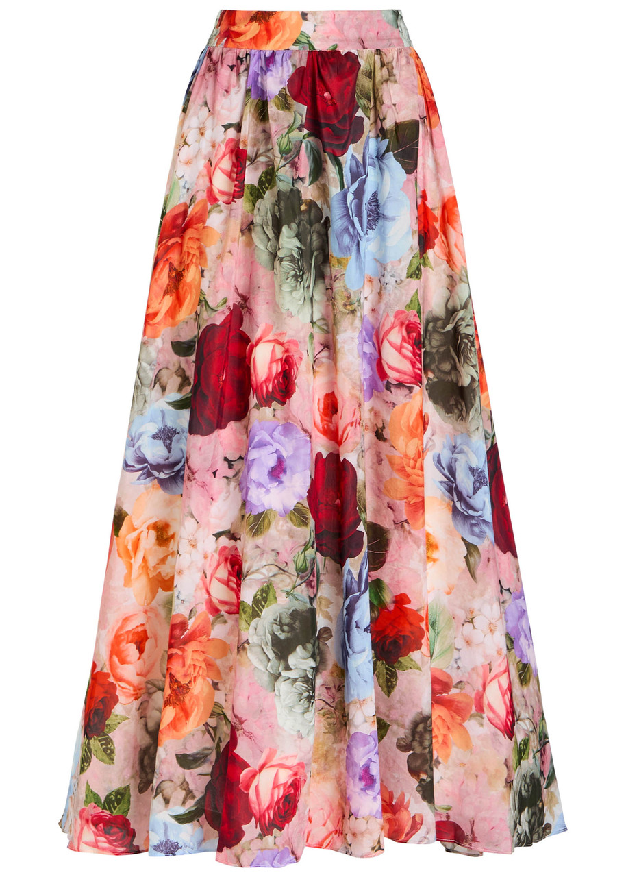 ALICE + OLIVIA Nilda floral cotton-blend maxi skirt | Harvey Nichols