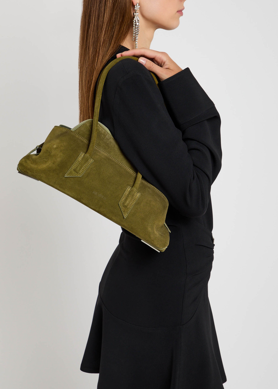 THE ATTICO La Passeggiata small suede shoulder bag | Harvey THE ATTICO La Passeggiata small suede shoulder bag | Harvey