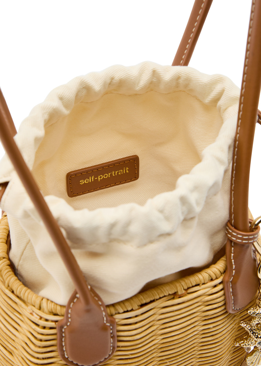 SELF-PORTRAIT Charm rattan shoulder bag | Harvey Nichols