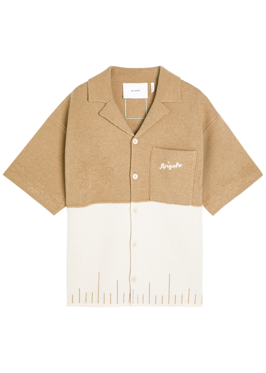 AXEL ARIGATO Pier Textured logo-embroidered wool shirt | Harvey