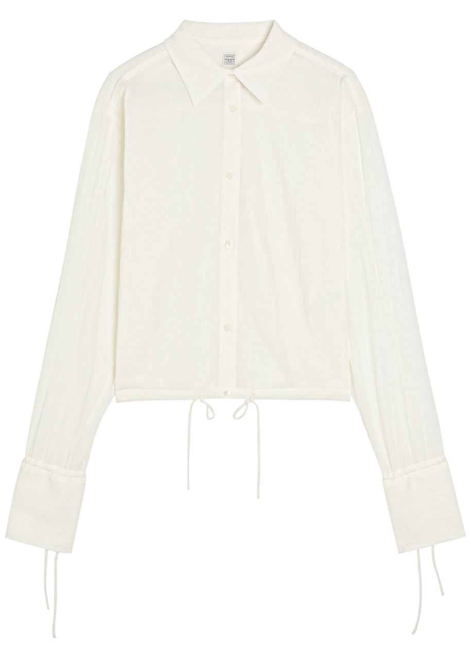 TOTEME Semi-sheer plissé cotton shirt | Harvey Nichols