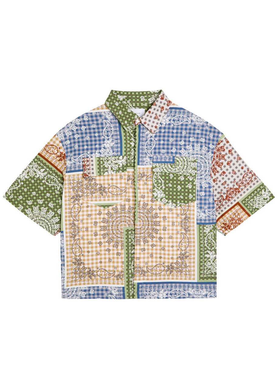 RHUDE Bandana Boxy linen-blend shirt | Harvey Nichols