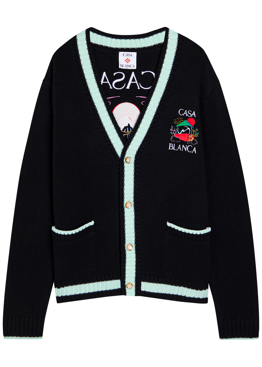CASABLANCA Casa Mountain Temple embroidered knit cardigan Harvey