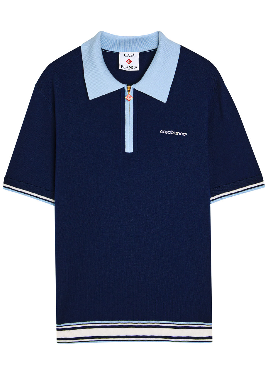 CASABLANCA Tennis logo-embroidered wool polo shirt | Harvey Nichols