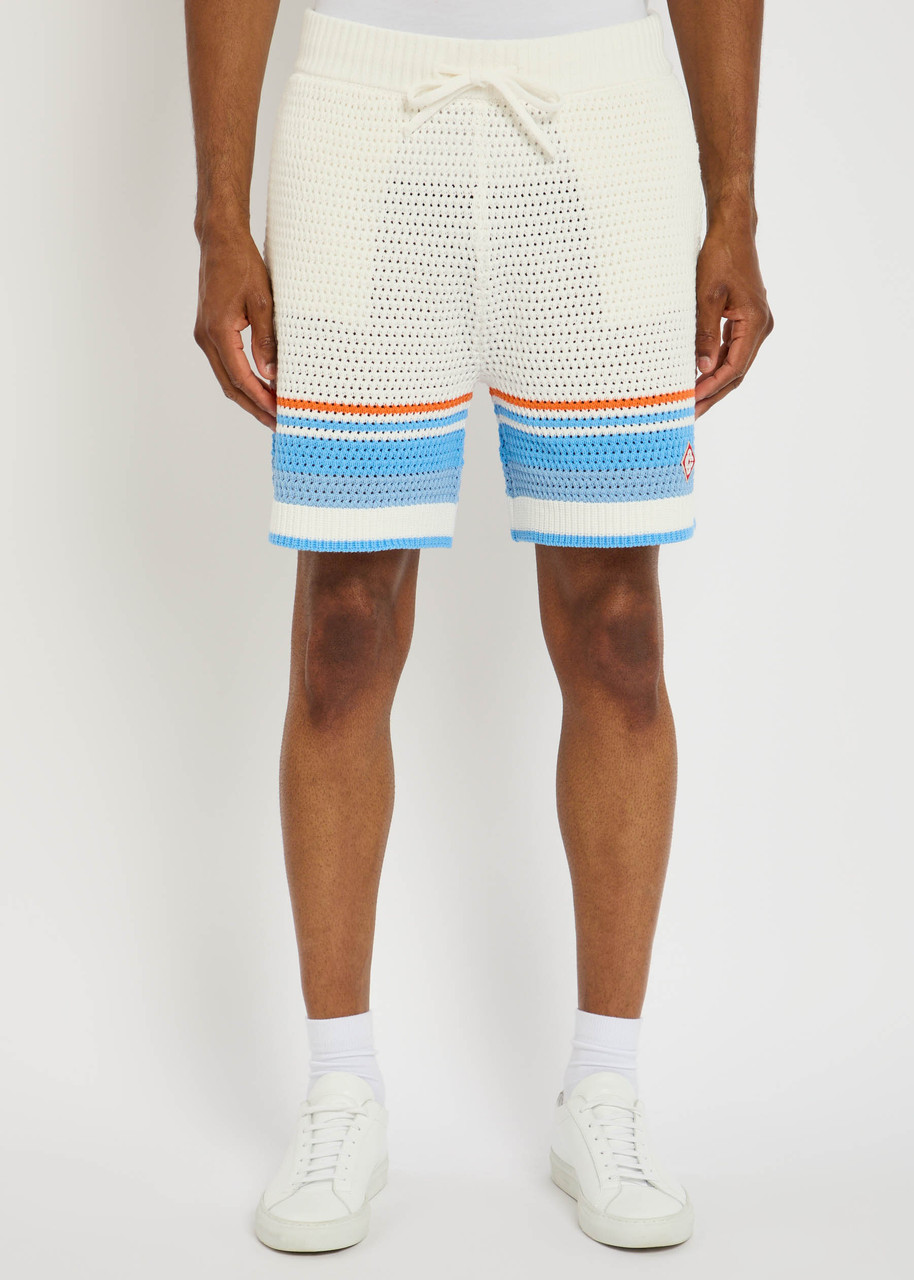 CASABLANCA Striped-crochet cotton shorts | Harvey Nichols