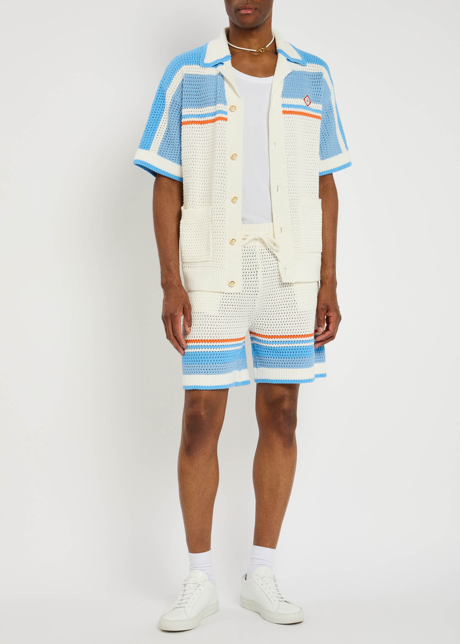 CASABLANCA Striped-crochet cotton shorts | Harvey Nichols