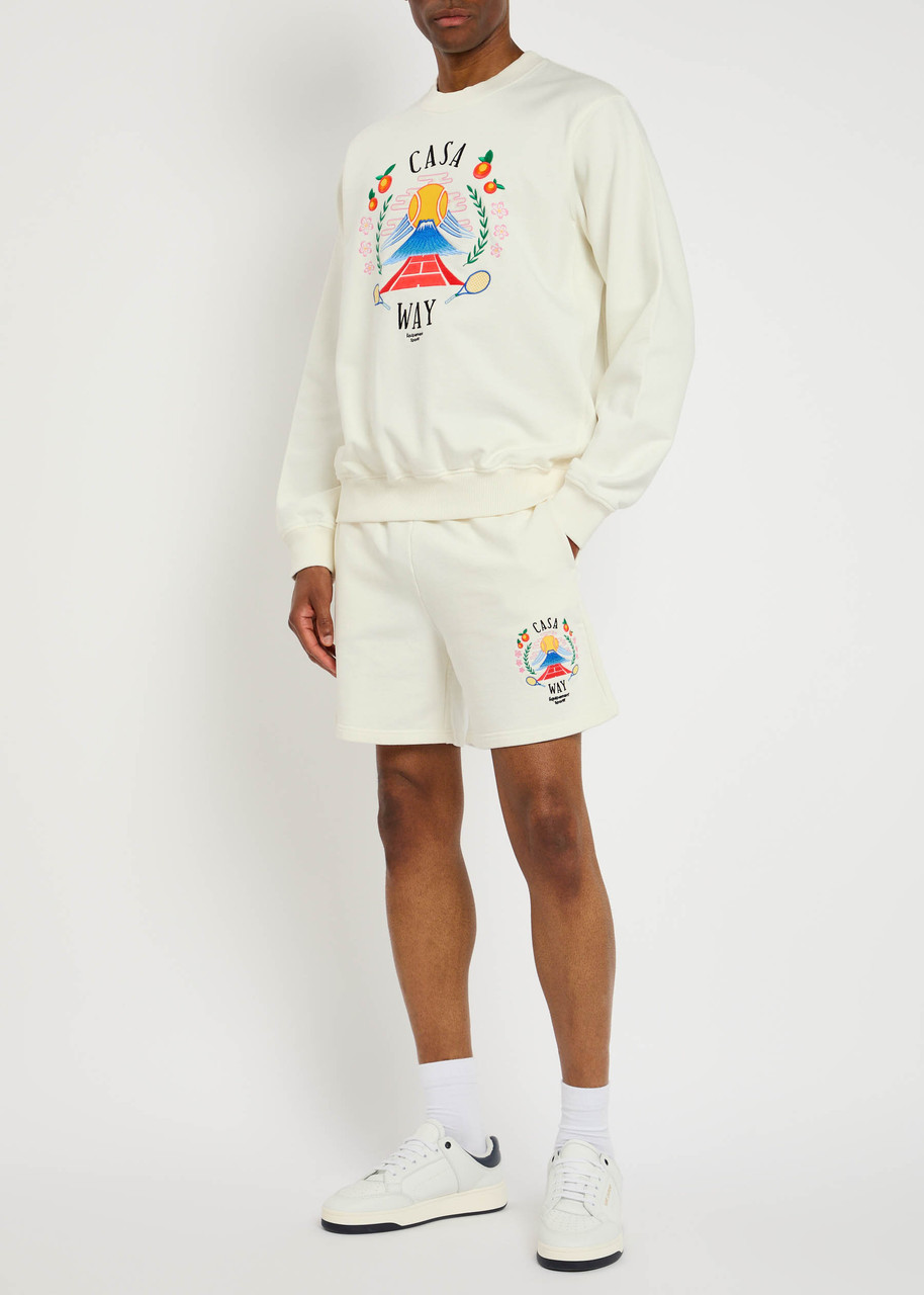 CASABLANCA Casaway Mountain embroidered cotton shorts | Harvey Nichols