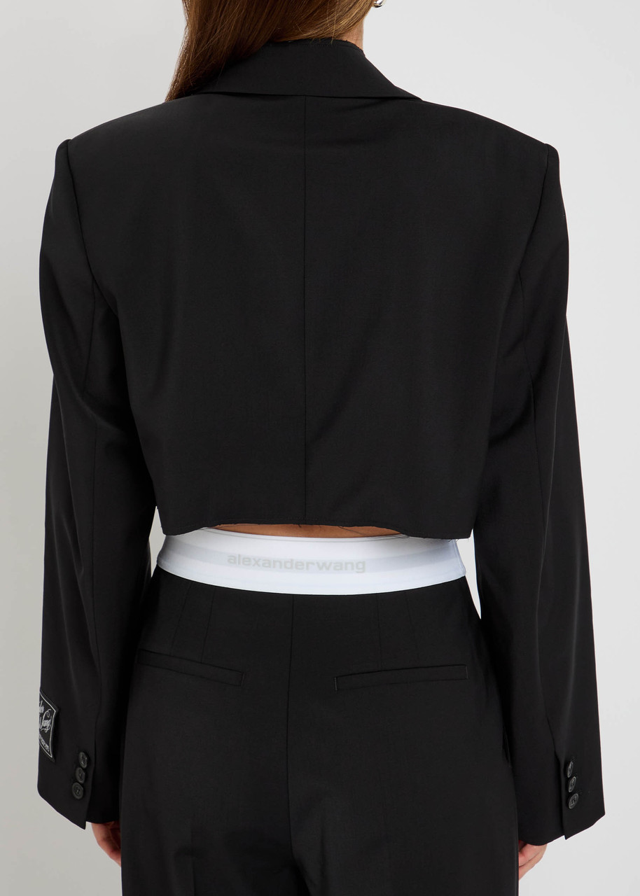 ALEXANDER WANG Chain-embellished cropped wool-blend blazer ALEXANDER WANG Chain-embellished cropped wool-blend blazer