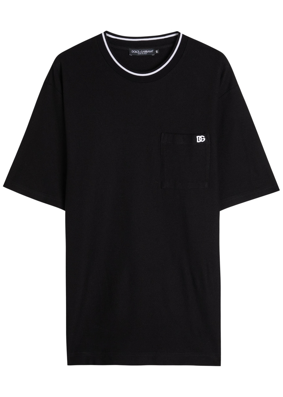 DOLCE & GABBANA Logo-embroidered piqué cotton T-shirt | Harvey Nichols