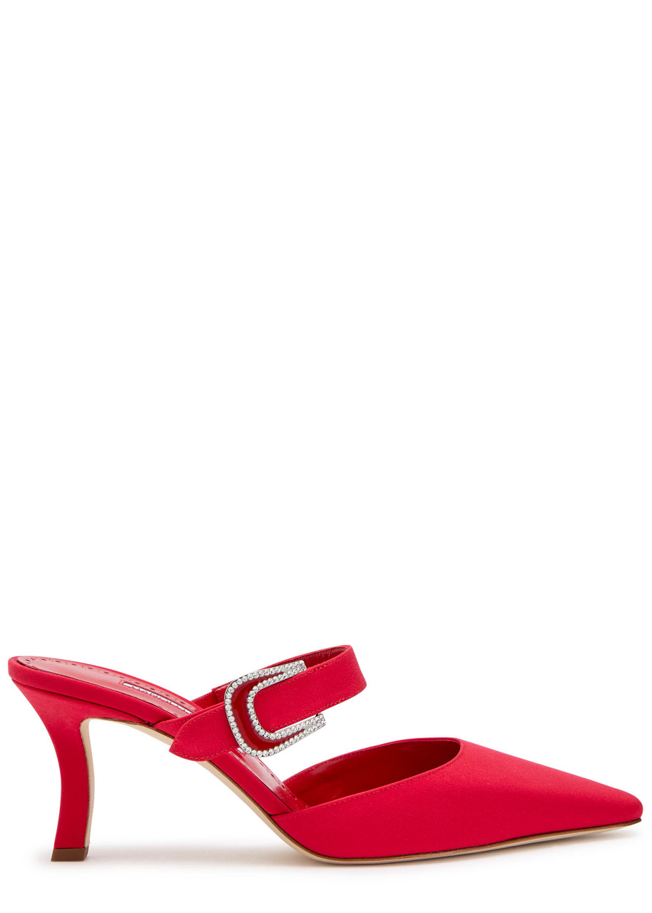Manolo Blahnik Jabita ミュール 70mm MANOLO BLAHNIK Jabita 70 crepe de chine mules | Harvey Nichols