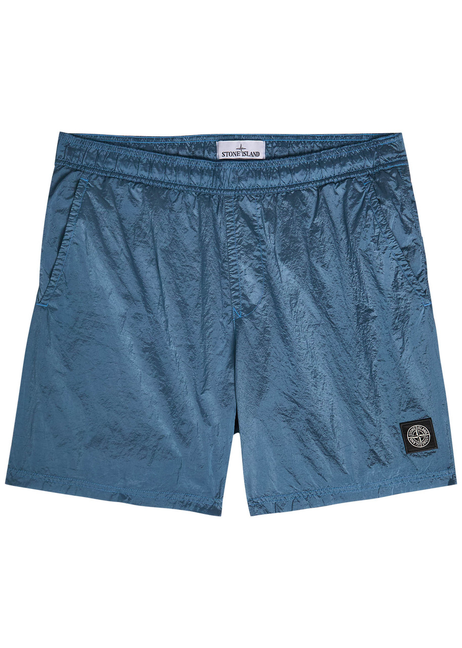 STONE ISLAND Logo crinkled nylon swim shorts | Harvey Nichols