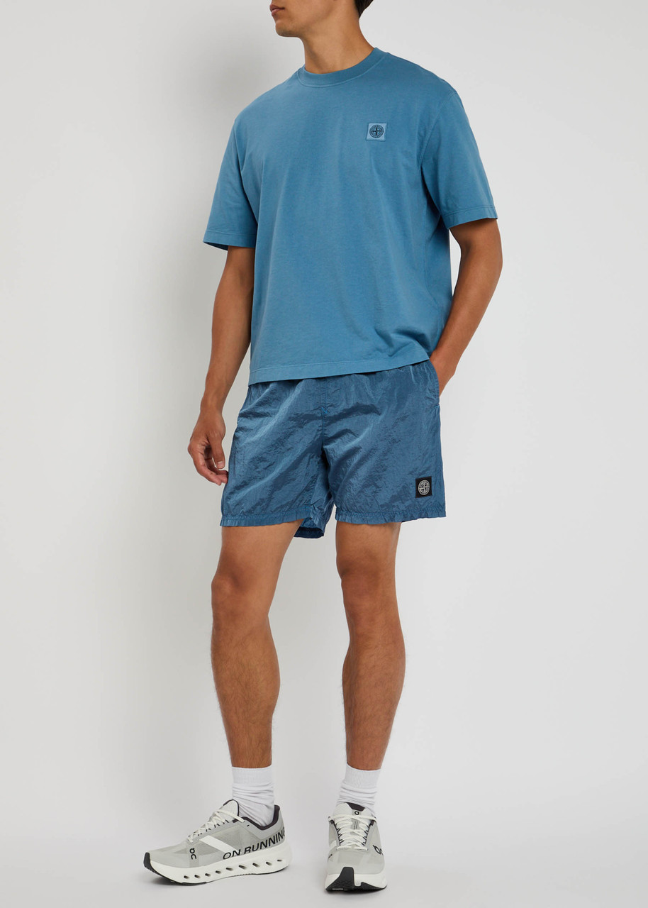 STONE ISLAND Logo crinkled nylon swim shorts | Harvey Nichols