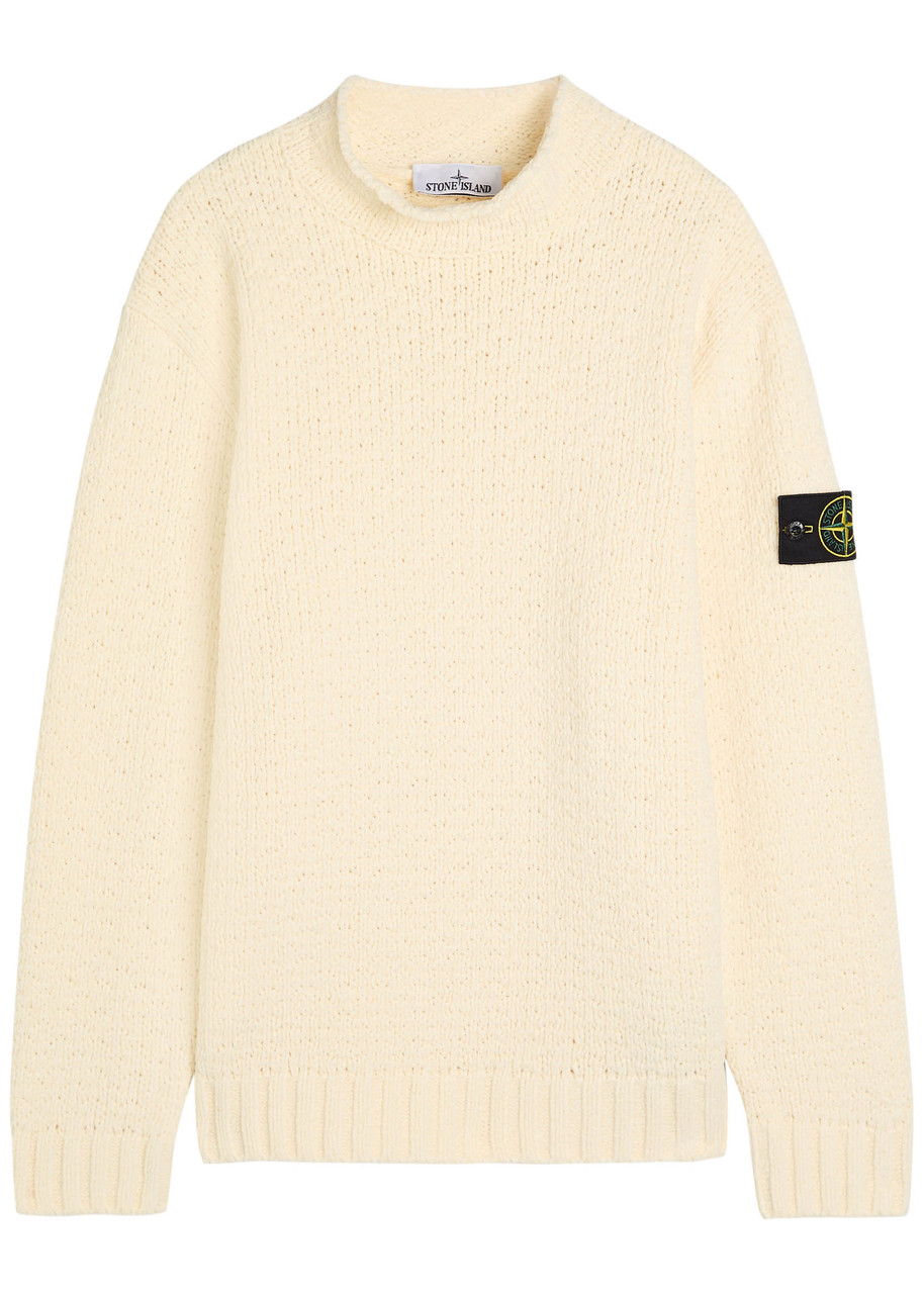 STONE ISLAND Logo cotton-chenille jumper | Harvey Nichols