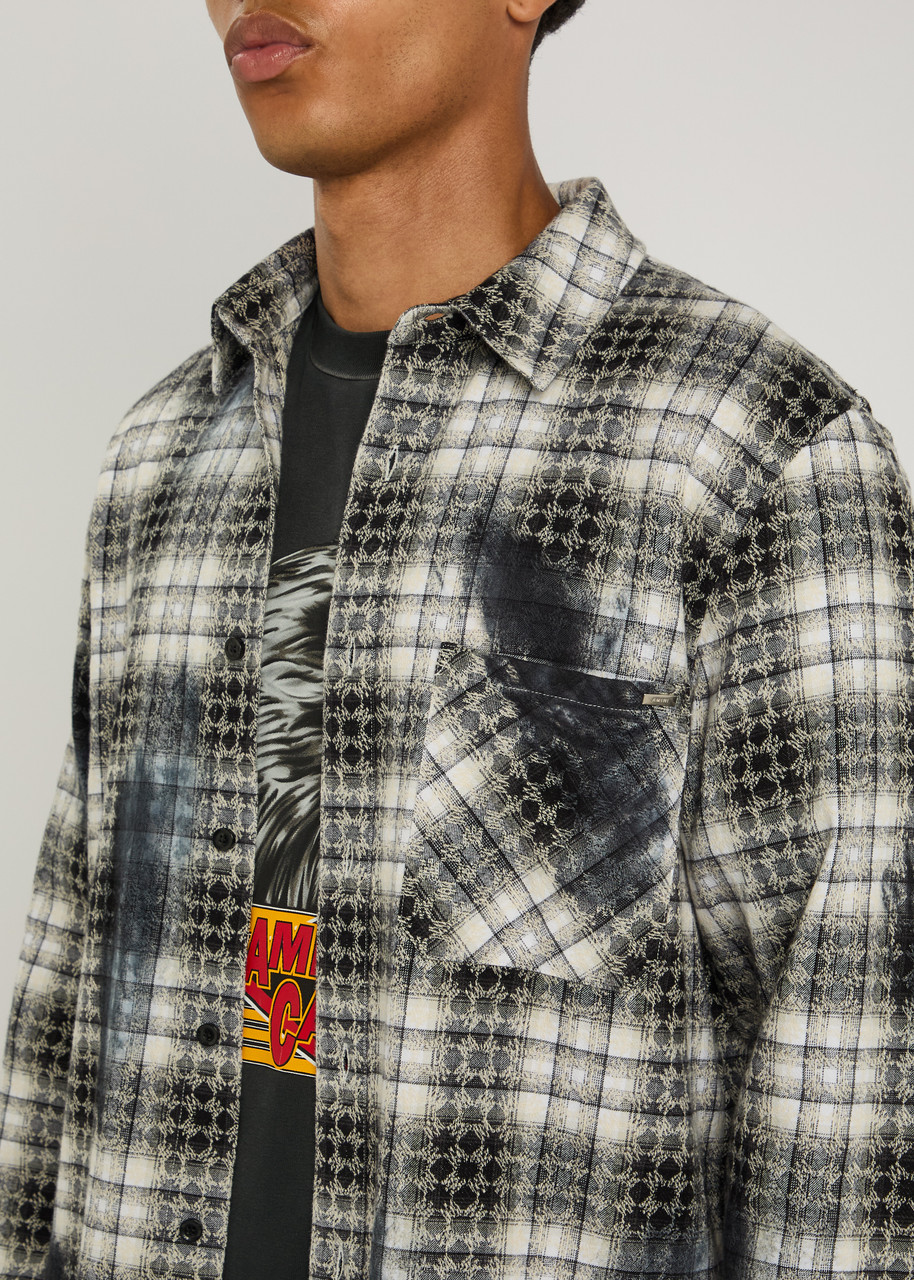 AMIRI MA Quad bleached flannel shirt | Harvey Nichols