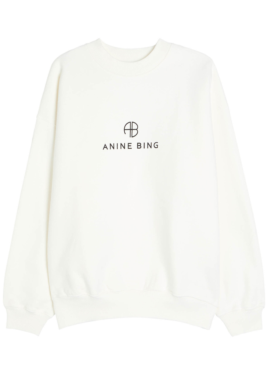 ANINE BING Jaci logo cotton-blend sweatshirt | Harvey Nichols ANINE BING Jaci logo cotton-blend sweatshirt | Harvey Nichols