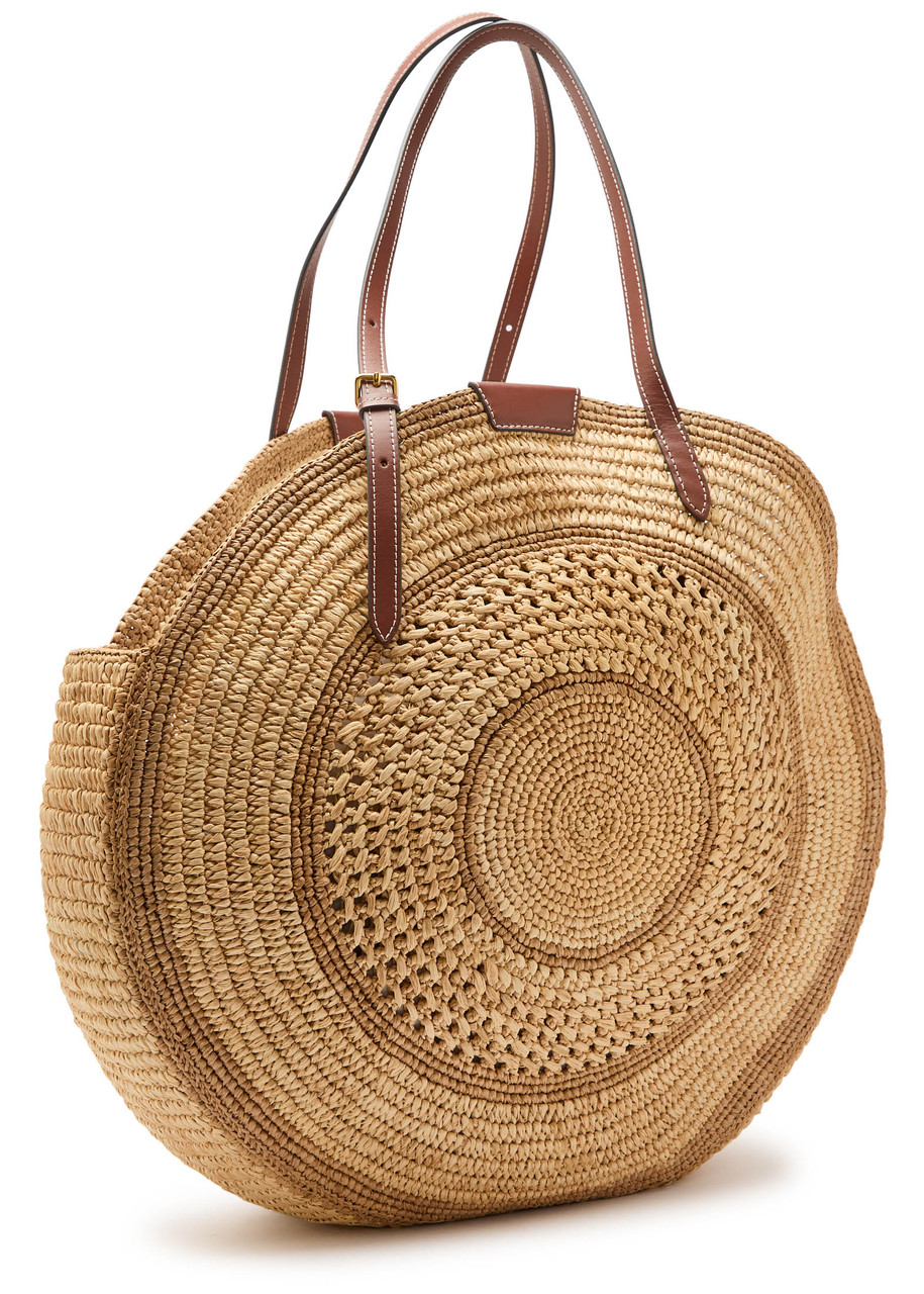 ANYA HINDMARCH Round bow-embroidered raffia tote Harvey Nichols