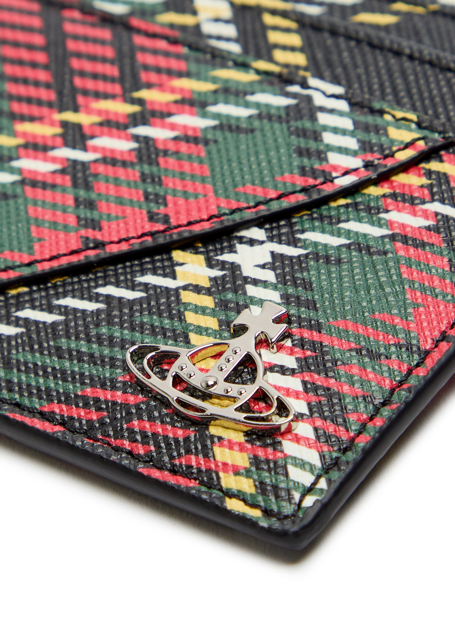 VIVIENNE WESTWOOD Heart tartan-print faux saffiano leather card