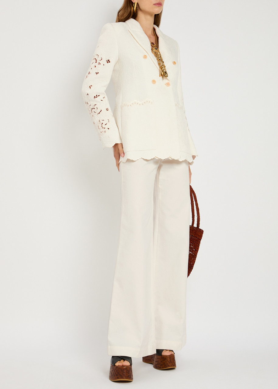 ジャケット CHLOE White Cotton Blend Blazer CHLOE Floral-jacquard cotton-bend blazer | Harvey Nichols
