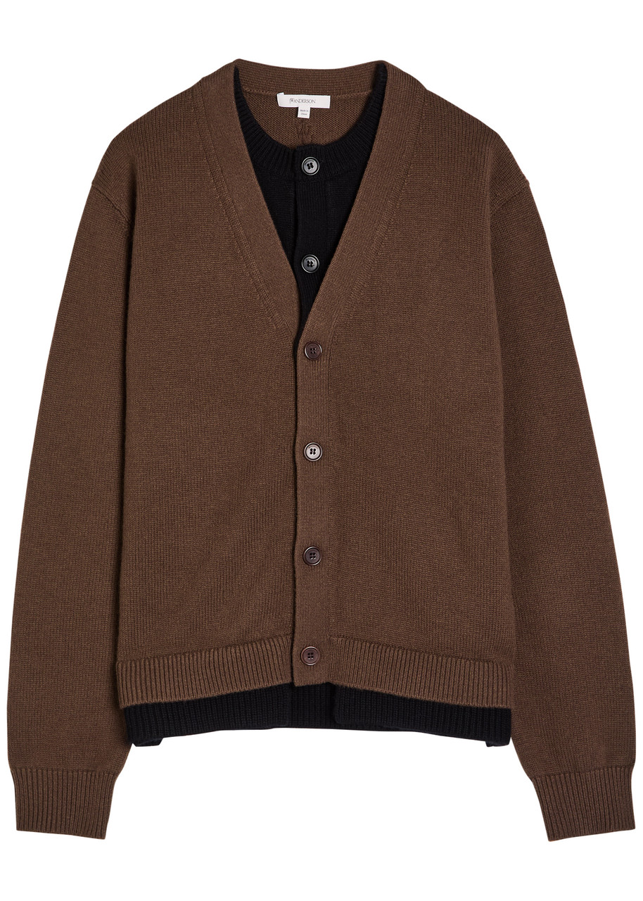 JW ANDERSON Contrast Layered wool and cashmere-blend cardigan