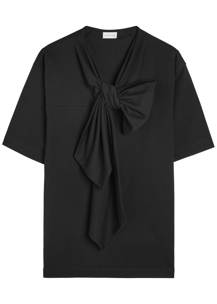DRIES VAN NOTEN Hebitta knotted cotton T-shirt | Harvey Nichols